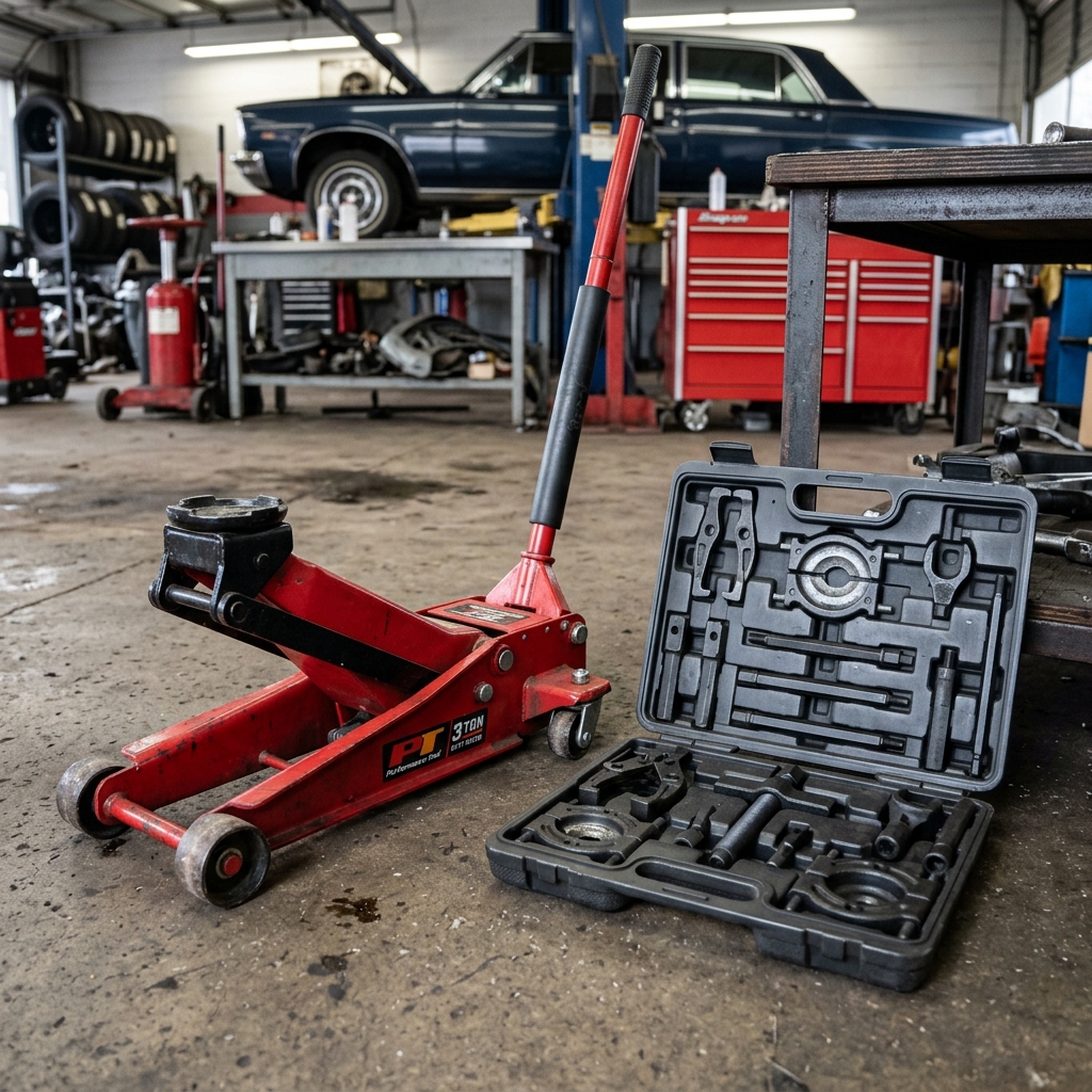 Hydraulic floor jack and gear bearing puller